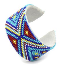 Handmade beaded Geometric Turquoise Blue Hard Cuff bracelet