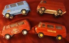 Vtg 1970s Tonka Mini Passenger Van Bus Truck Lot 4 Red Blue Fire Chief 18 USA