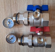 VANCOCO Kugelhahn Set mit Thermometer 1 Zoll Messing, Fußbodenheizung