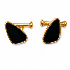 Gilt Chain Link Cufflinks for Men-Onyx Art DC06-Formal Shirt Accessories