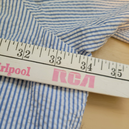 Ralph Lauren Seersucker camicia uomo 4XLT blu righe bianche manica corta rosa pony - Foto 6 di 8