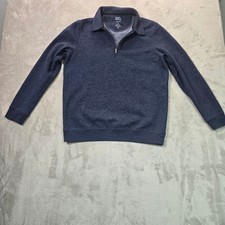 Croft Barrow Mens Extra Soft Quarter Zip Pullover Navy Blue Heather Medium