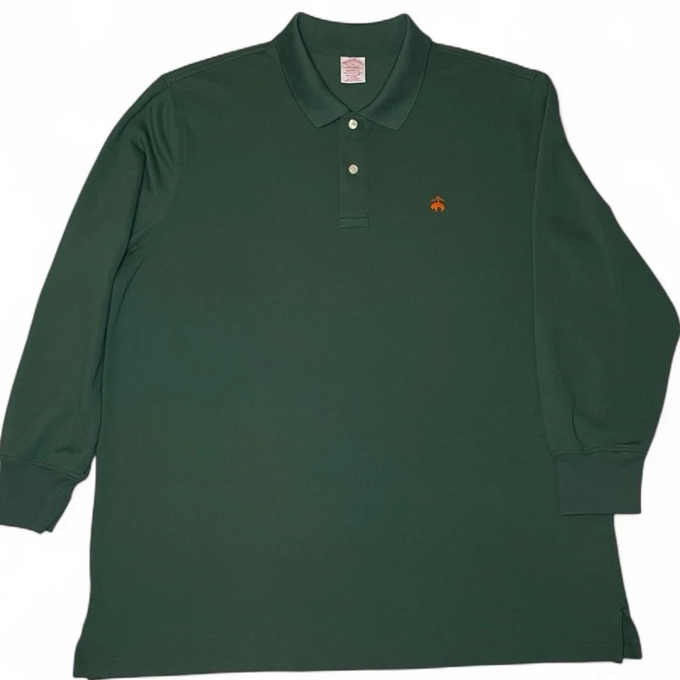 Novo sem etiquetas! Camisa polo masculina Brooks Brothers verde desempenho L/S tamanho XL Supima Pique - Imagem 2 de 4