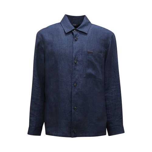 P1320 MENS FAY MAN LINEN SHIRT JACKET BLUE