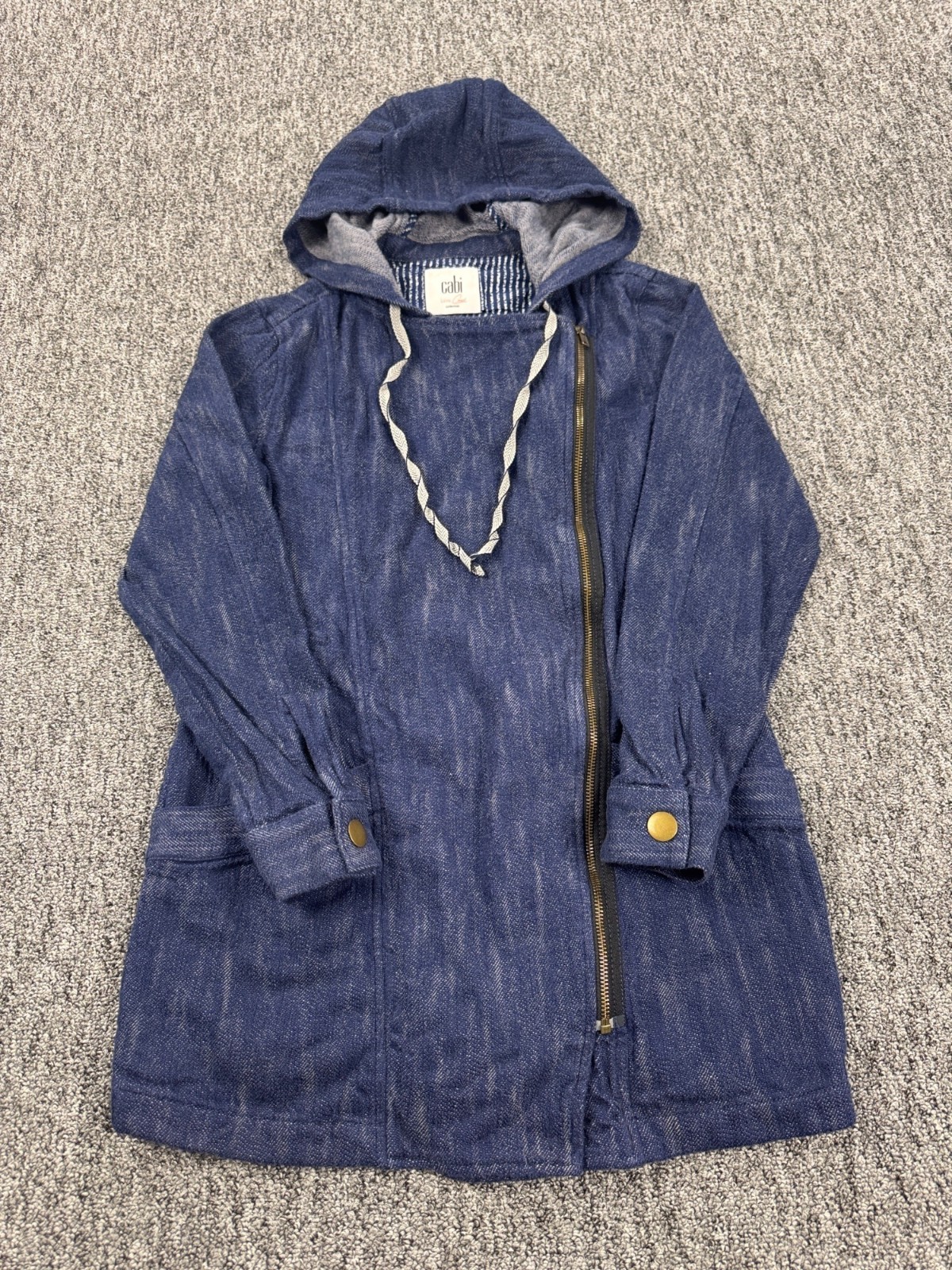 Cabi Jacket Women Small Carol Anorak Adventure Asymmetric Full Zip Hooded Coat