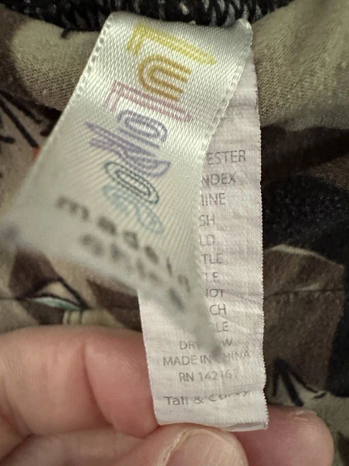 Lularoe 紧身裤女式 TC 高曲线 Sly Fox 棕色狼动物新奇 — 第 3/4 张图片