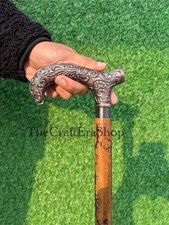 Victorian Walking Cane Carved Brass Handle Victorian Wooden Stick For Grandfathe