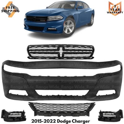 Front Bumper Cover Paintable & Grille Assembly Kit For 2015-2022 Dodge Charger