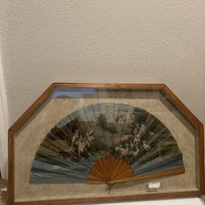 Vintage or Antique Victorian  Hand Fan  Shadow Box Frame