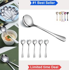 Stainless Steel Soup Spoons Set of 6 Heavy Duty Dishwasher Safe Dinner Table