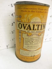 OVALTINE 1936 6oz FULL drink mix tin can Little Orphan Annie radio premium
