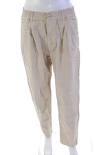 Michael Stars Womens Zipper Fly High Rise Straight Leg Pants Beige Cotton Medium