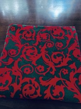 Red Green cotton tablecloth Scrolls, Flourishes, Floral 50  x 50  