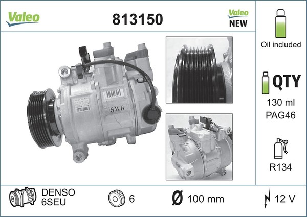 Kompressor Klimaanlage Valeo CORE-FLEX 813150 FüR Audi A4 A8 Seat A6 12V B7 B6-image