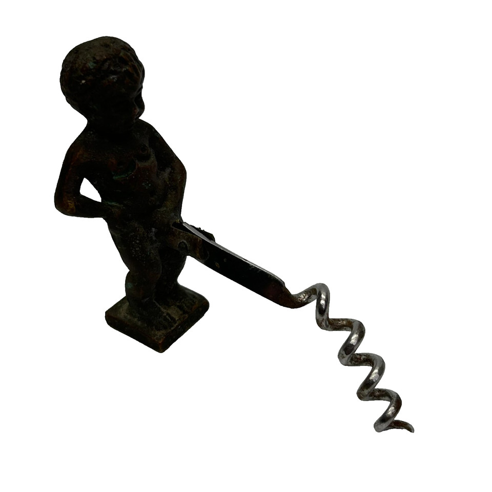 Vintage Lisboa Manneken Pis Novelty Brussels Statue Wine Bottle Opener Corkscrew