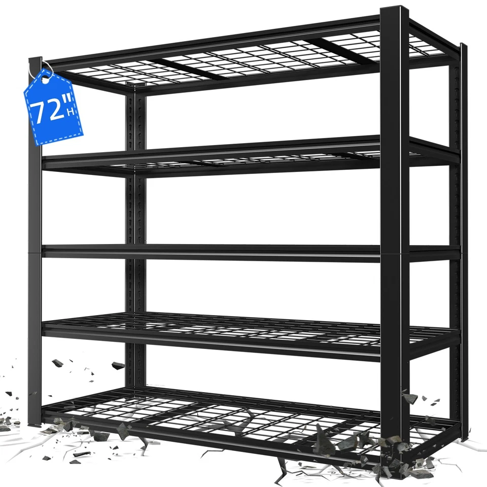 MARCREE 24" D x 59" W x 72" H Garage Shelving Heavy Duty 5 Tier Metal Storage Shelves