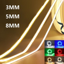 3mm 5mm 8mm PCB COB LED Strip Light 5V 12V 24V 320LEDs/m Flexible Tape White Red