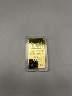 Credit Suisse 1 oz Gold Bar 999.9 Fine Precious Metal Content Gold Bullion