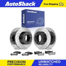 Front Rear Drilled Slotted Brake Rotors Ceramic Pads for GMC Sierra 1500