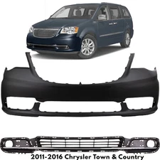 Front Bumper Cover Fascia & Lower Grille For 2011-2016 Chrysler Town & Country