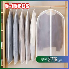 15 Pack Large Hanging Suit Bags Dress Coat Jacket Clothes Cover Dust Protector