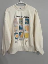Vans Women s Cream Aura Graphic Crewneck Sweatshirt Size S