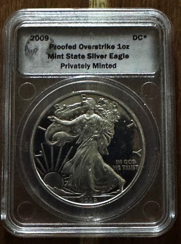 2009 PROOFED OVERSTRIKE SILVER AMERICAN EAGLE by DANIEL CARR