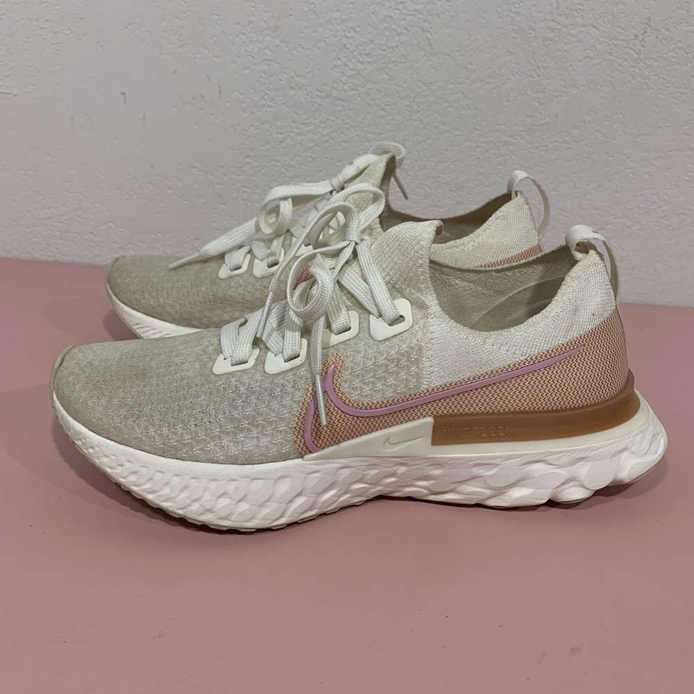 Nike React Infinity Run Flyknit Womens Running Shoes Size 7.5 White Pink CD4372-103