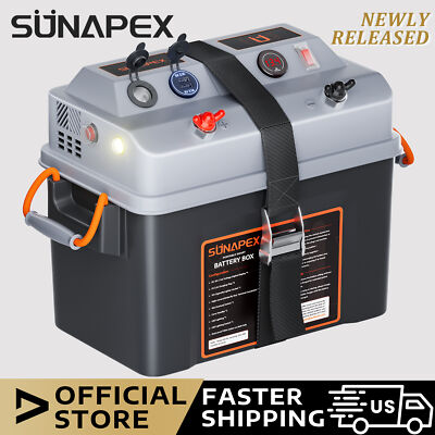SUNAPEX Smart Battery Box 12V/24V Power Center for Trolling Motor, Marine, RV