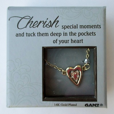 AA3 Cherish special heart 14K gold plated BLISSFUL JOURNEY CHARM NECKLACE 18''