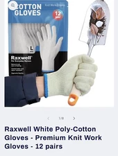 Raxwell White Cotton Gloves - Premium Knit Work Gloves, 12 pairs - Durable (L)