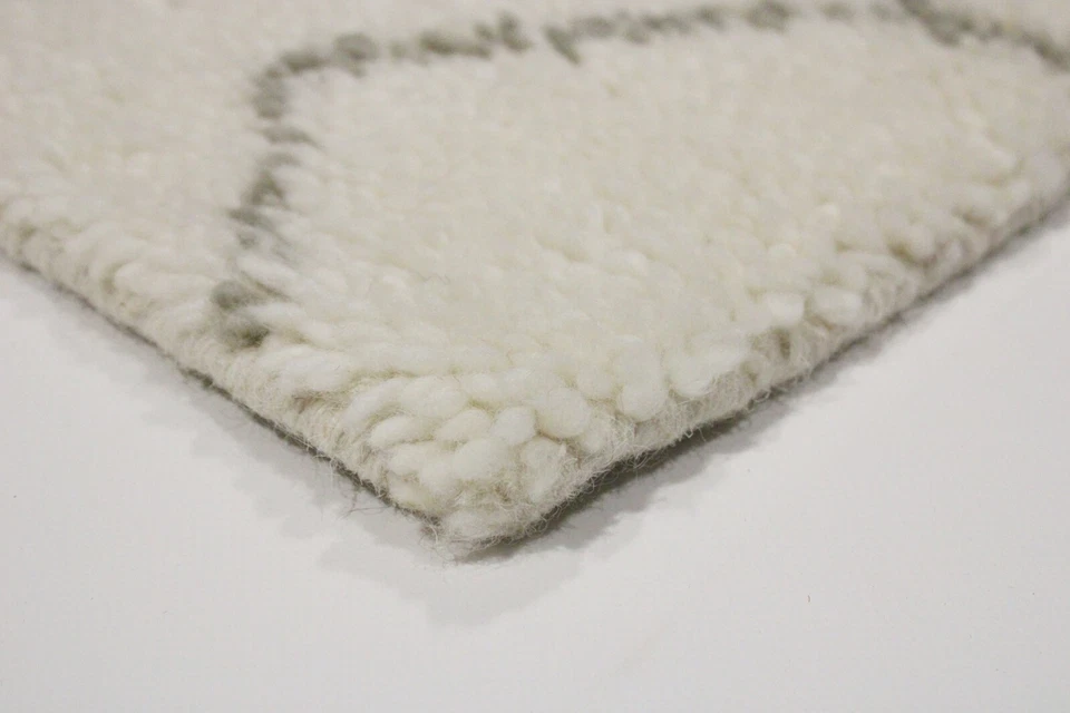 Indo Teppich Handgeknüpfter Berber Modern Einfarbig 90 cm x 60 cm Neuer Teppich - Bild 4 von 4