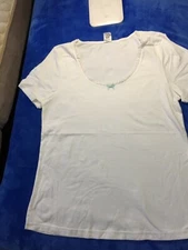  Queentex top  woman size  M white short sleeves cotton 