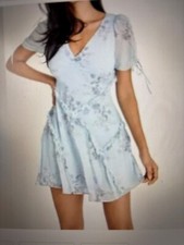 LoveShackFancy Women's Posh Mini Floral Drees Light Blue Color Size 12 NWT