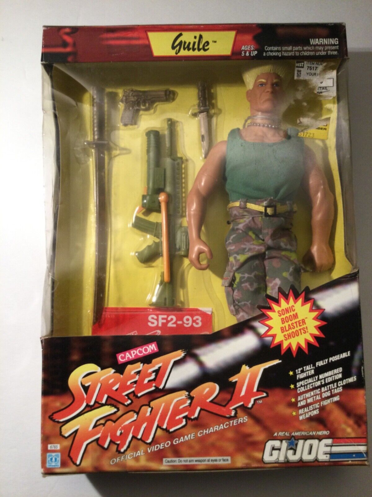 GI Joe 1993 Capcom Hasbro Street Fighter 2 Guile 12 Inch Sealed In Box.