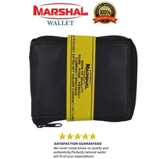 Marshal Genuine Leather Bifold Zipper Zip-Around Mens Wallet Card Holder Black