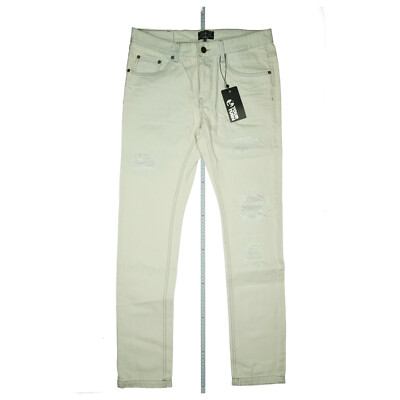 YOUR TURN mens slim skinny jeans trousers destroyed used look W31 L32 light blue NEW