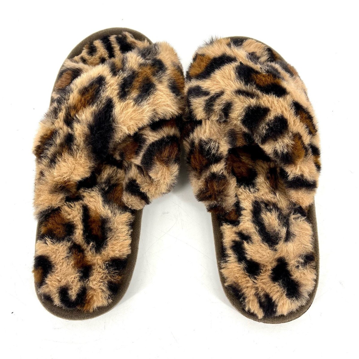 Bearpaw faux fur animal print open toe slipper (7)