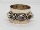 Handcrafted MARKED TJ STERLING SILVER 925 RING 5 STONES  LOTS OF DETAIL — photo 1
