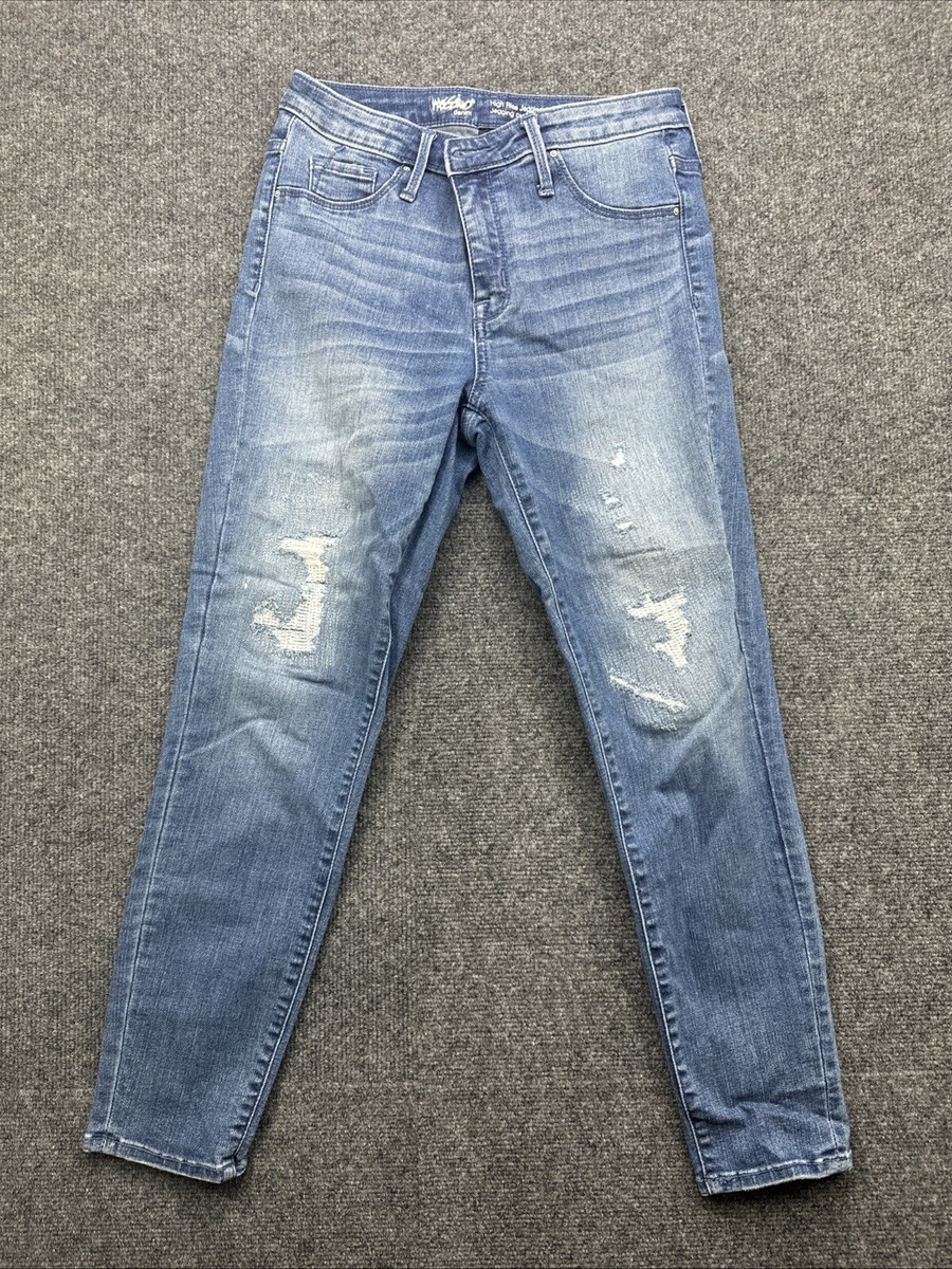 Wassino High Rise Jegging Crop Blue Stretch Skinny Jeans