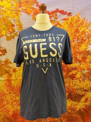 Guess Los Angeles USA blau Spell Out Logo T-Shirt. UK Damen Gr. 16