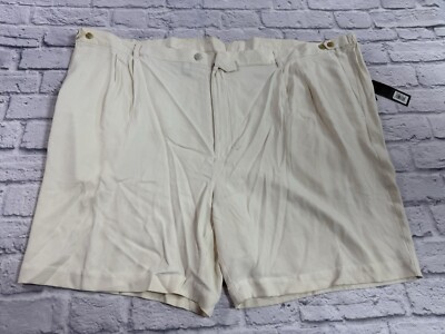 Vintage Axis 100% Silk Pleated Casual Shorts 60 Ivory Cream NWT