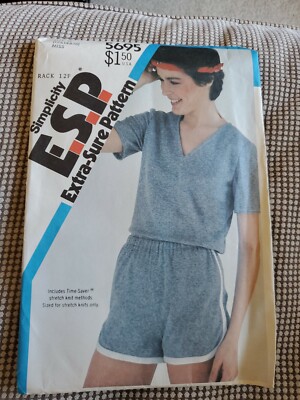 Vintage Sewing Pattern Simplicity ESP 5695 Knits Short Shorts & Top Sz ...