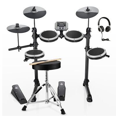  Donner DED-80 Electric Drum Set Mesh Pad With Headphones Throne Online Lessons