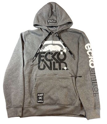 Ecko Unltd Gray Pullover Hoodie W/ Kangaroo Zipper Pocket
