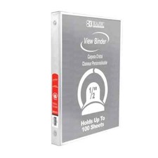 Case of 6 BAZIC 1/2 Inch 3-Ring Binders w/ 2 Pockets - White, NEW  Durable 