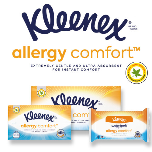 2x Kleenex Allergy Comfort Water Fresh Wipes 40's for Eyes Nose Face