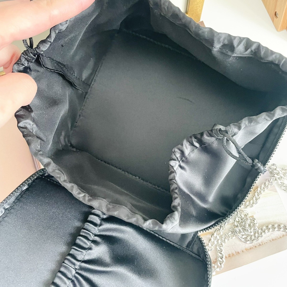 YSL Zebra Vanity Case with Silver Crossbody Chain and Pearl
