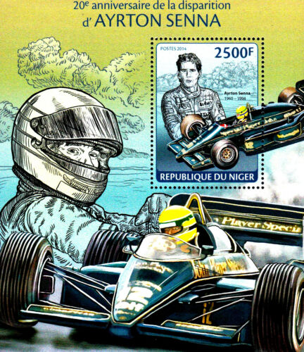 MNH Block Ayrton Senna Brazil Formula 1 Driver Car Lotus John Player Special - Picture 1 of 1
