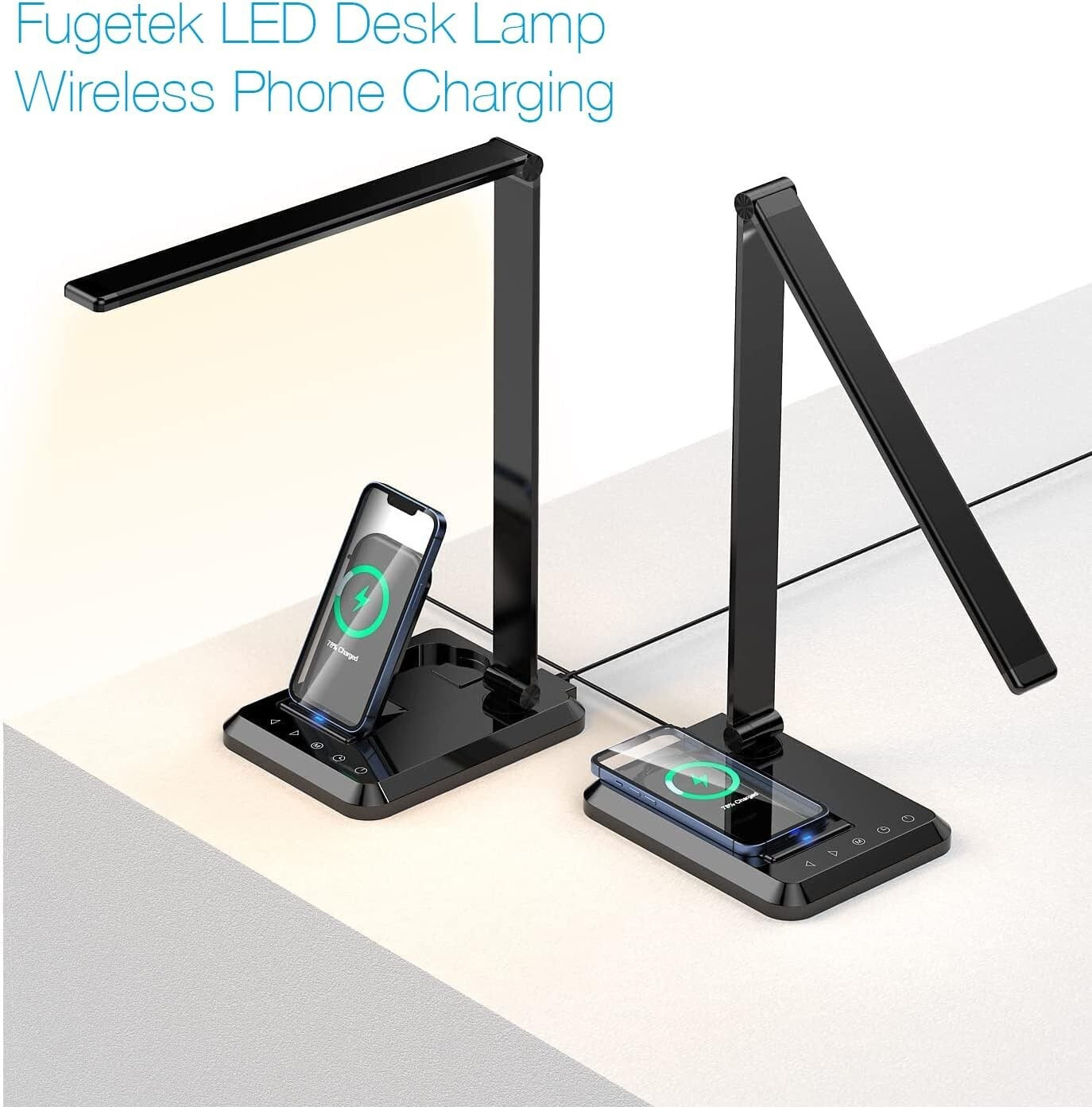 Fugetek LED Desk Office Lamp with Wireless Charger & USB Charging Port